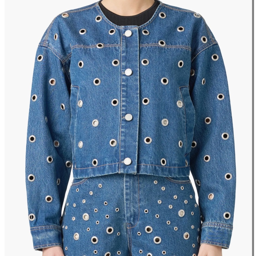 Blank NYC Blue Jean Jacket with Eyelet Accents
